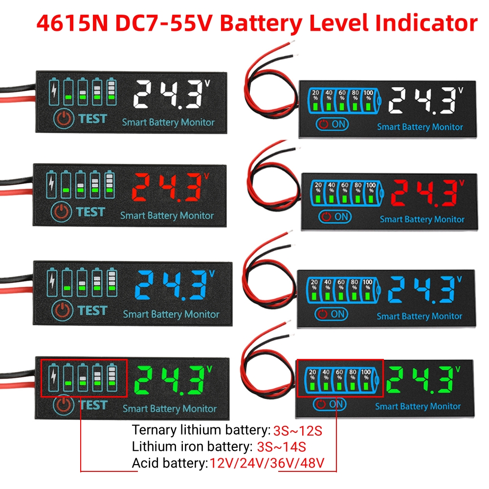 Placa indicadora de carga de batería de 12V/24V/36V/48V, 18650 Li-ion Lipo, indicador de nivel de batería de litio, medidor de capacidad