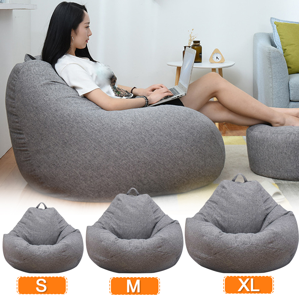 Großer kleiner fauler Sofabezug, Stühle ohne Füllung, Leinenstoff, Liegesitz, Sitzsack, Pouf, Puff, Couch, Tatami, Wohnzimmer