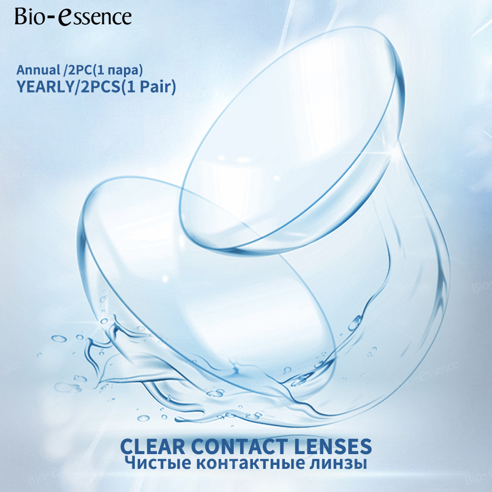 Bio-essence 1 par de lentes de contacto transparentes anuales para corrección de dioptrías de visión de ojos con grados-0,5 a-8 adecuados para ojos de miopía