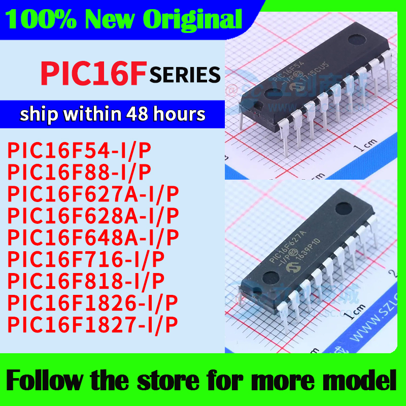 PIC16F54-I/P PIC16F88-I/P PIC16F627A-I/P PIC16F628A-I/P PIC16F648A-I/P PIC16F716-I/P PIC16F818-I/P PIC16F1826-I/P PIC16F1827-I/P