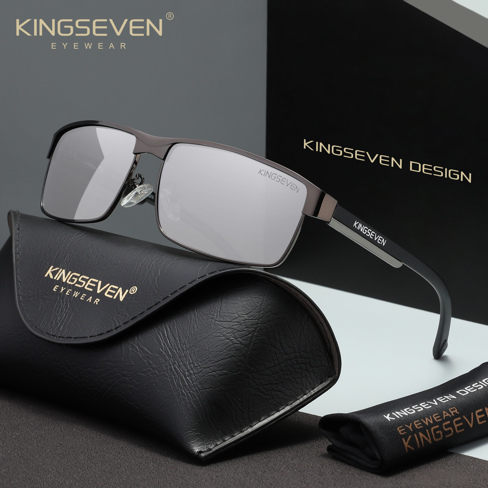 KINGSEVEN мужские поляризационные солнцезащитные очки для вождения UV400 антибликовые очки высокого качества мужские повседневные прямоугольные модные уличные очки