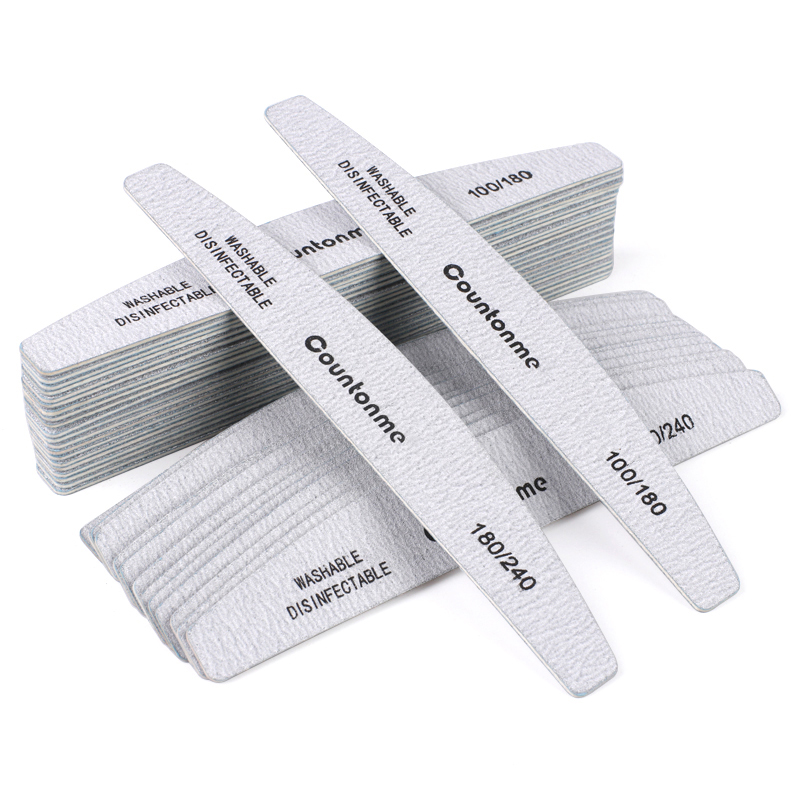 50Pcs Boat Strong Nail File Wooden Washable Sandpaper Sanding Buffer 180/240 Nail File 100/180 Accessories Gel File For Manicure