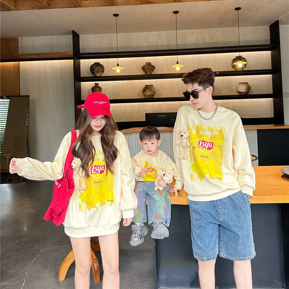 Familie Grappige Lange Mouw Sweatshirts Met Beren Mode Koreaanse Stijl Mama Vader En Dochter Zoon Bijpassende Kleding Peuter Romper
