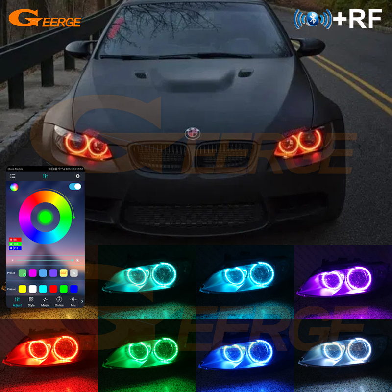 Kit de Anillos de Halo LED RGB Multicolor con Control Remoto RF y Bluetooth para BMW Serie 3 E90 E91 E92 E93 M3, Luces de Circulación Diurna