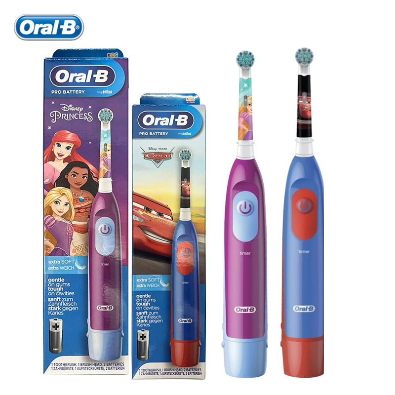 Oral B-cepillo de dientes eléctrico DB5510K para niños, cepillo de dientes giratorio, cerdas suaves, temporizador de 2 minutos, impermeable, alimentado por batería para 3-12 años