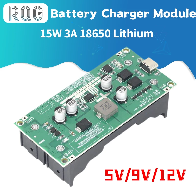 Cargador de batería de litio tipo C, 15W, 3A, 18650, DC-DC, potenciador de carga rápida, fuente de alimentación UPS/convertidor, 5V, 9V, 12V