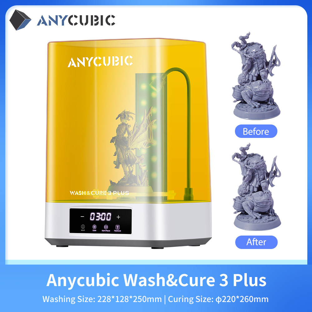 ANYCUBIC-Wash & Cure 3 Plus-Machine à laver à grand volume, pour SLA LCD résine imprimante 3D livres taille 228x128x250mm