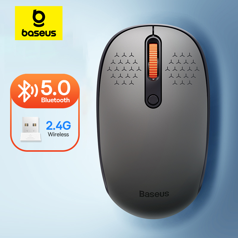 Ratón Baseus inalámbrico Bluetooth para ordenador, ratón silencioso de 1600DPI con receptor Nano USB de 2,4 GHz para PC, MacBook, tableta, portátil