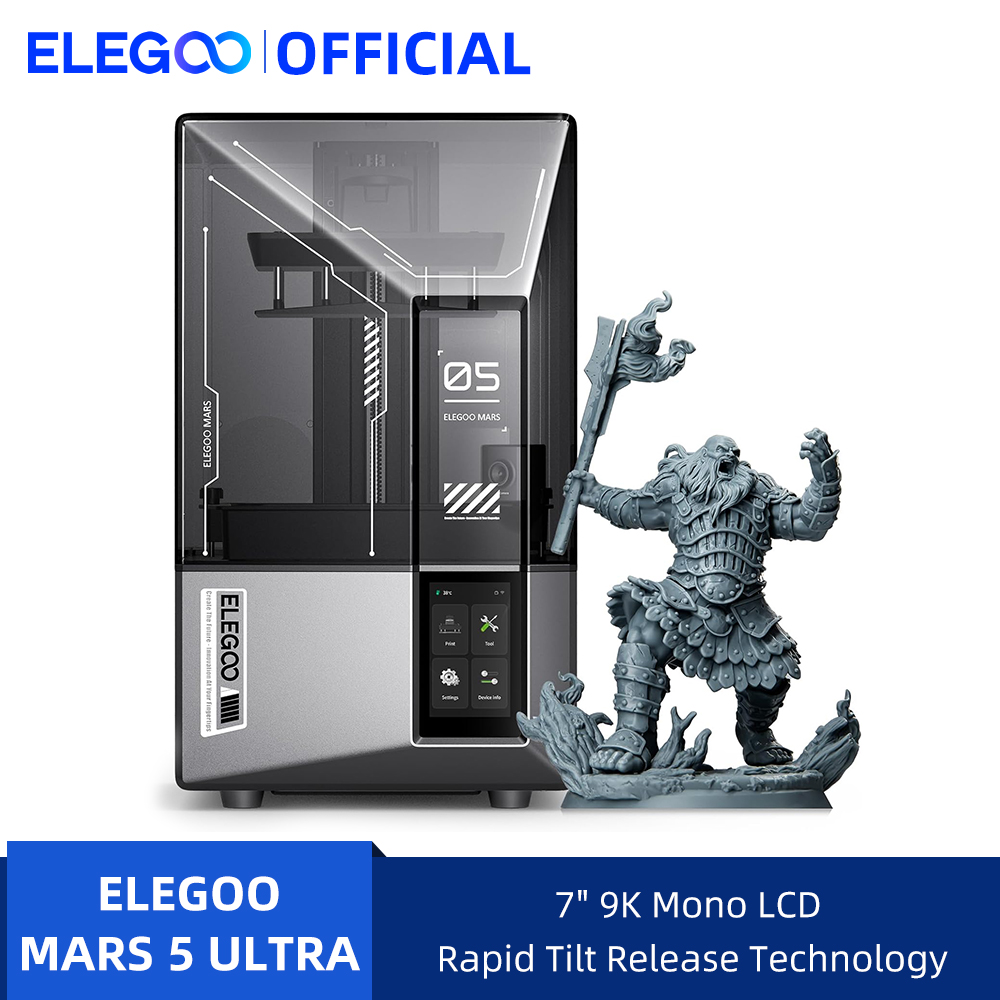 3D-принтер ELEGOO MARS 5 ULTRA 9K MSLA для печати смолой с автоматическим выравниванием и интеллектуальной камерой AI, высокоскоростная печать, размер 153.36×77.76×165 мм
