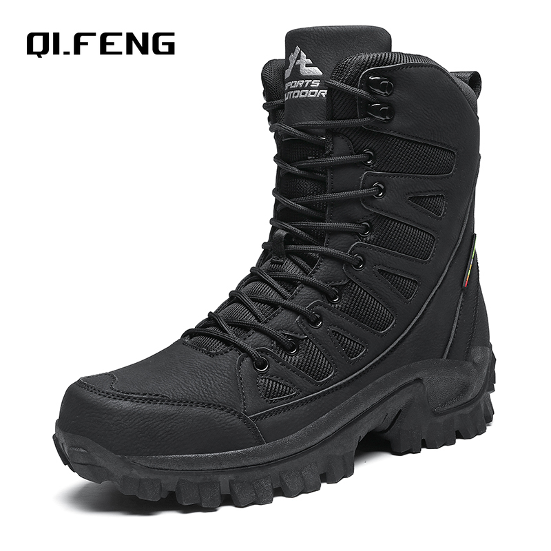 Outdoor New High Top Mountaineering Boots Large Size Wide Head Hiking Shoes Men's Outdoor Work Training Footwear 39-47