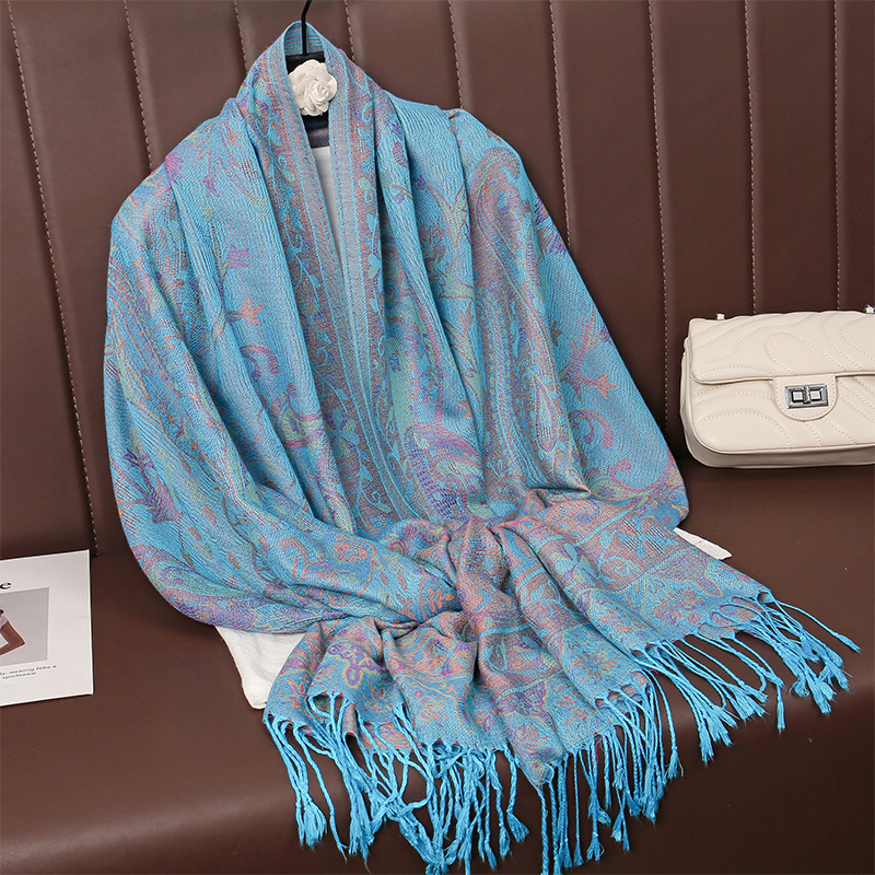 Borla cobertor design grosso pashmina novo inverno quente xale envoltório cachecol de caxemira feminino lenço poncho estolas 2024