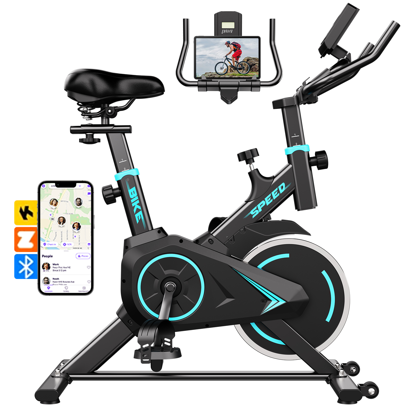 Rower treningowy pionowy, cichy rower pneumatyczny do ćwiczeń w domu, kompatybilny z aplikacją Zwift, bezstopniowa regulacja oporu, łatwy w użyciu.