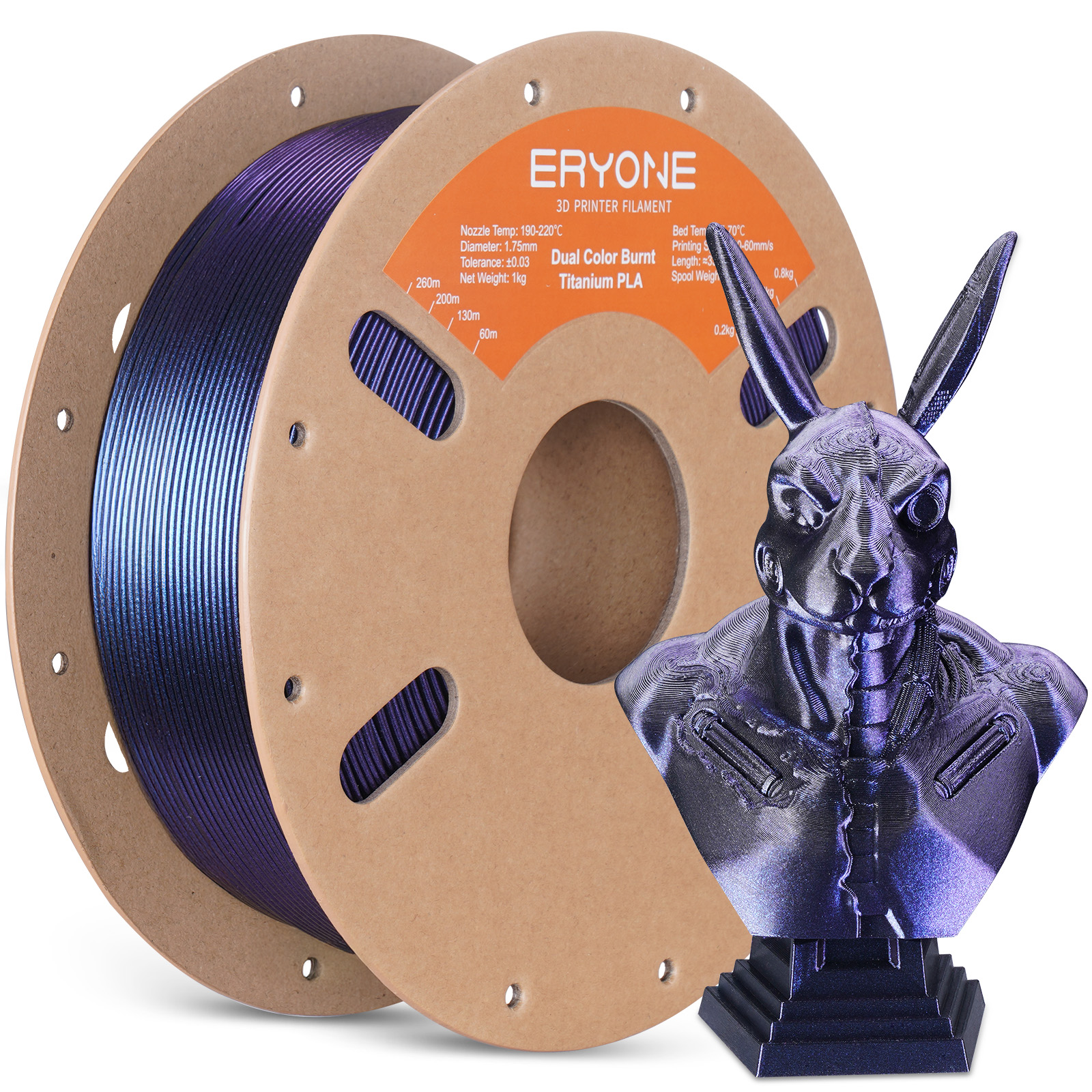 ERYONE 1 кг, разноцветная PLA-нить с эффектом обжига для 3D-принтеров, акция для России, 1.75 мм +/- 0.03 мм, блестящая PLA-нить 1 кг/катушка