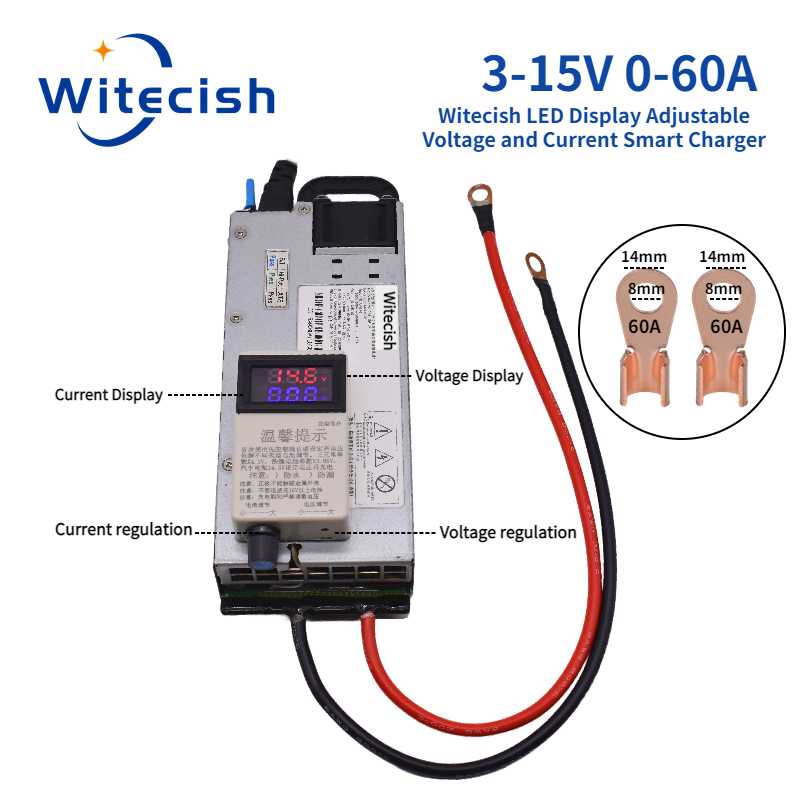 3-15V 3-60A 12V 60A Adjustable Charger 14.6V 60A 12.6v 50A 40A 30A 20A Lithium Polymer for lifepo4 battery Lead Acid Battery