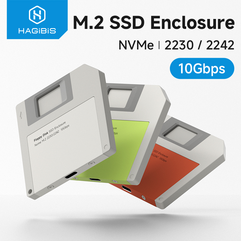Hagibis 2230 M.2 NVMe SSD Enclosure USB 3.2 Gen 2 to PCI-E M.2 SSD Case 2242 External SSD Floppy Disk for iPhone 17 Pro Laptops