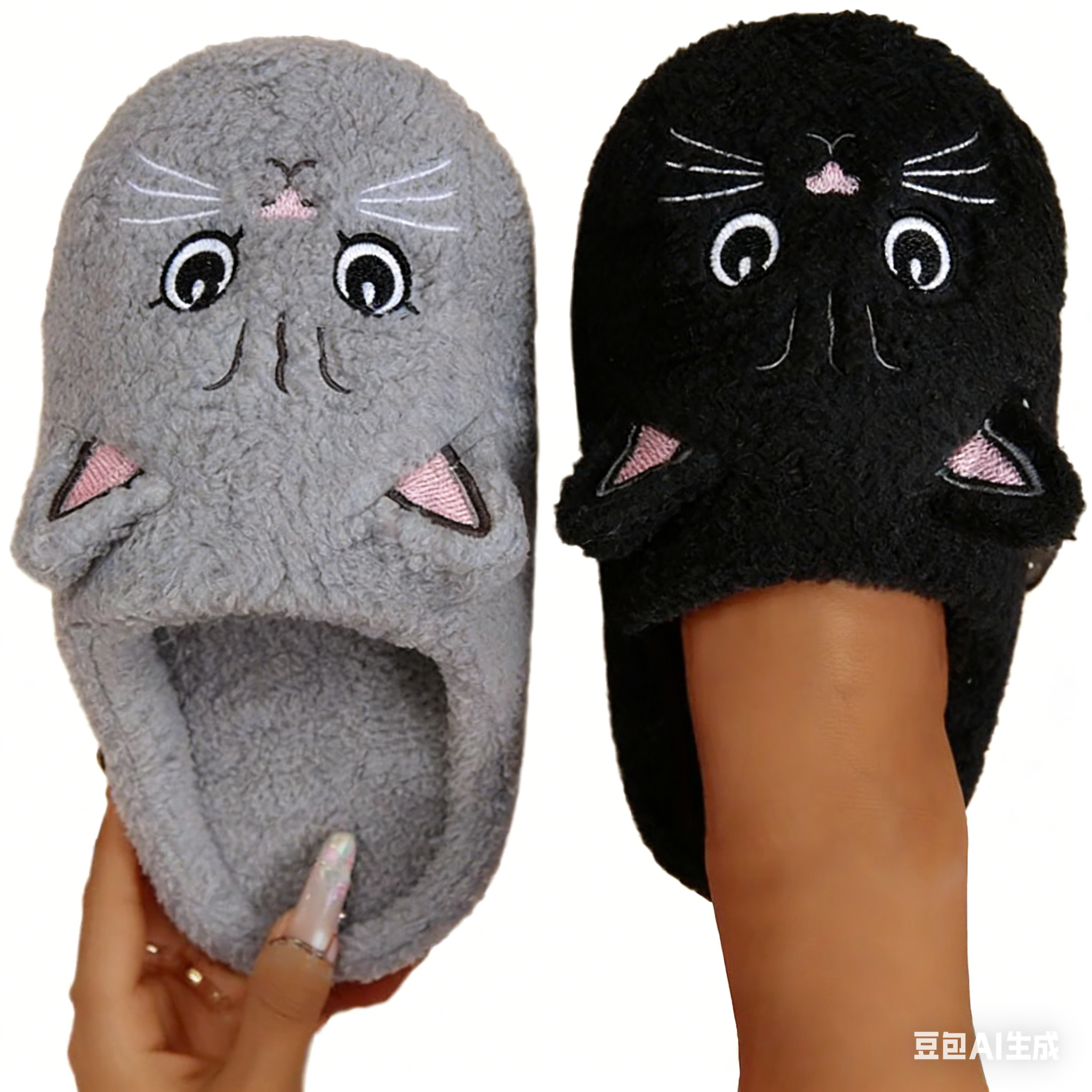 Sandal Rumah Wanita Motif Kartun Kucing, Nyaman untuk Musim Dingin, Alas Kaki Rumah dengan Sol Lembut Anti Selip untuk Kenyamanan di Dalam Ruangan, Sepatu Hangat untuk di Rumah