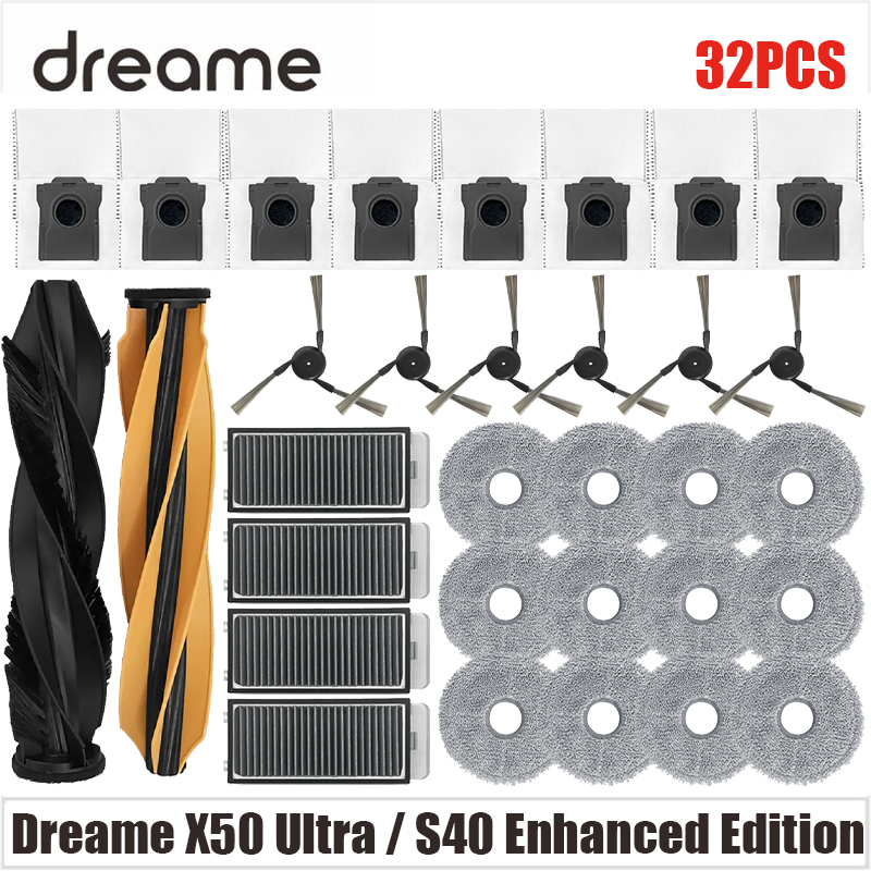 Dreame X50 Ultra / S40 edición mejorada piezas de vacío rodillo principal Cepillo Lateral filtro Hepa paño de mopa bolsa de polvo