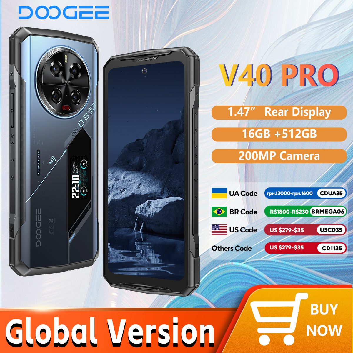 【Brand+】เปิดตัวครั้งแรกในโลก DOOGEE V40 Pro 5G โทรศัพท์มือถือพันธุ์แกร่ง หน้าจอ 6.78 นิ้ว 16GB+512GB ชิปเซ็ต Dimensity 7300 กล้อง AI 200MP แบตเตอรี่ 8680mAh ระบบปฏิบัติการ Android 14
