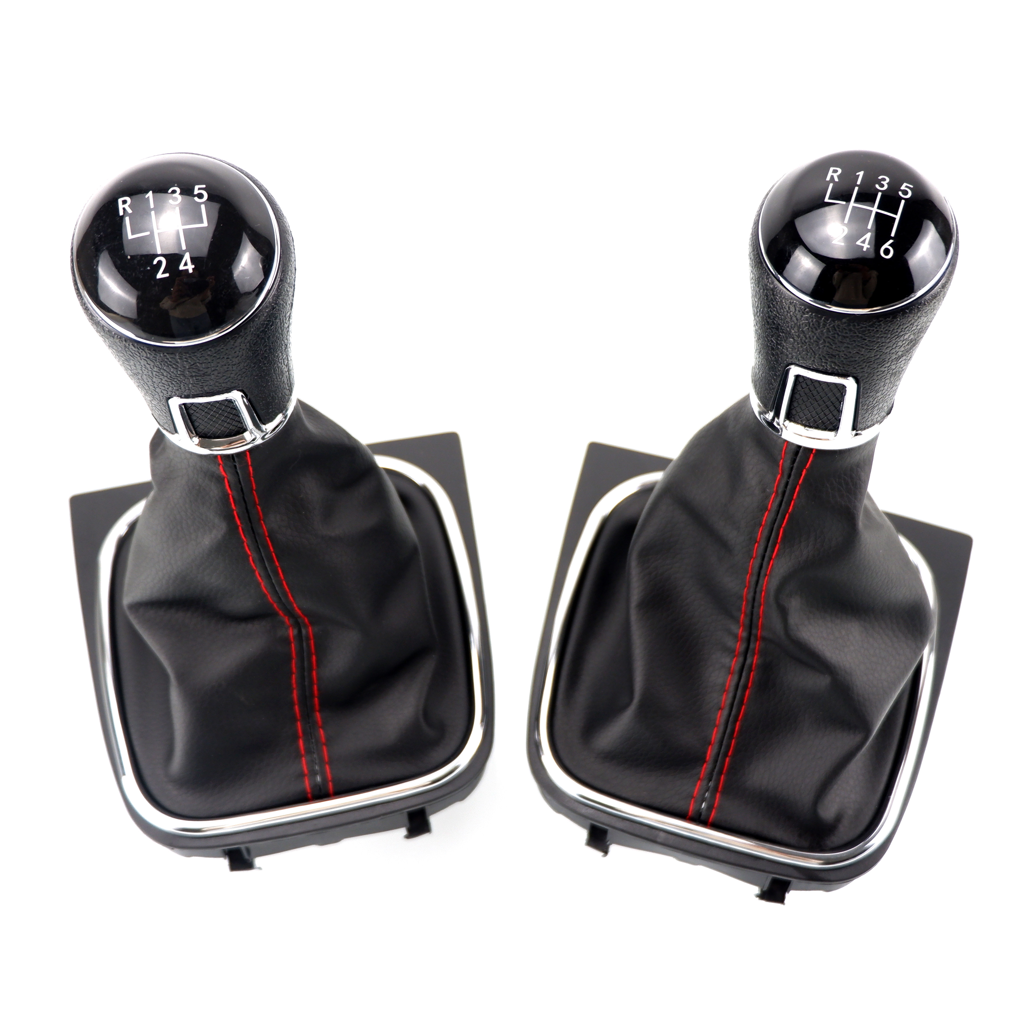 5 / 6 Speed Gear Shift Knob Lever & Boot Gaitor Set Kulit Hitam untuk VW Golf 5 6 Jetta V VI Scirocco