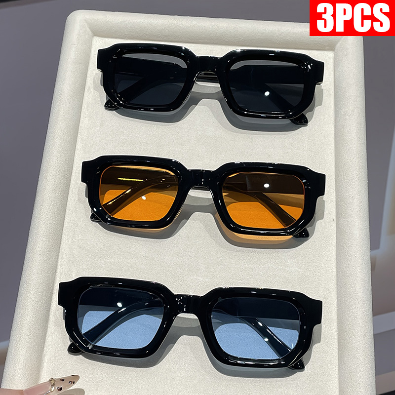 2/3 Pezzi Occhiali da Sole Vintage con Montatura Rettangolare per Donna, Design di Lusso Retrò alla Moda, Protezione UV400, Occhiali da Sole per Uomo