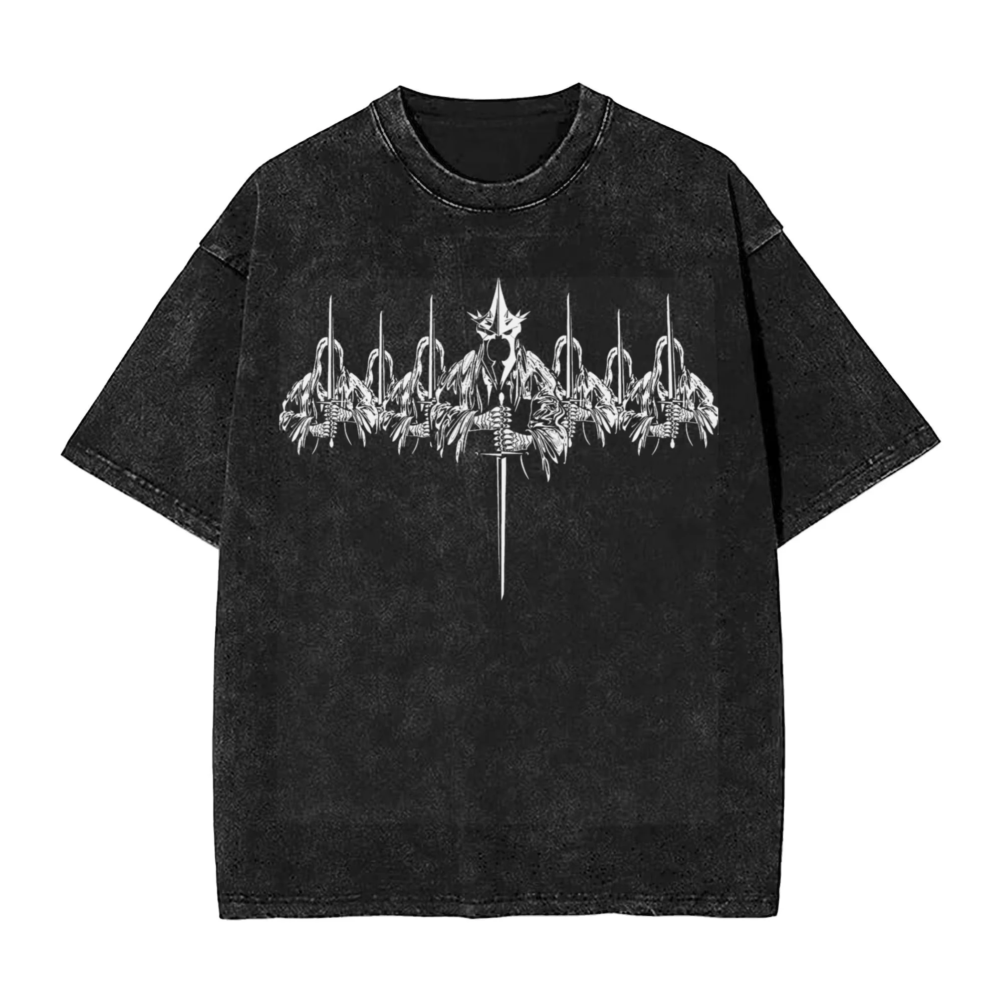 Kaos Oblong 7 Raja Mordor L-Lords of The R-Rings Hip Hop Novelty Kaos Oblong Streetwear Atasan Musim Panas untuk Pria Wanita