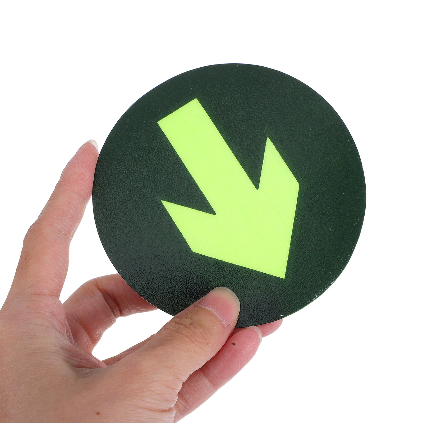 10 pegatinas impermeables luminosas para suelo con forma de flecha, señal de salida de seguridad, adhesivo removible para lugares de entretenimiento, centros comerciales, bares, emergencias