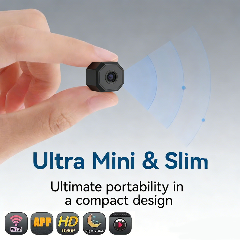 Telecamera Wireless 4K per Sorveglianza e Sicurezza, Mini Videocamera con Visione Notturna e Rilevamento del Movimento, Videocamera Intelligente per Casa