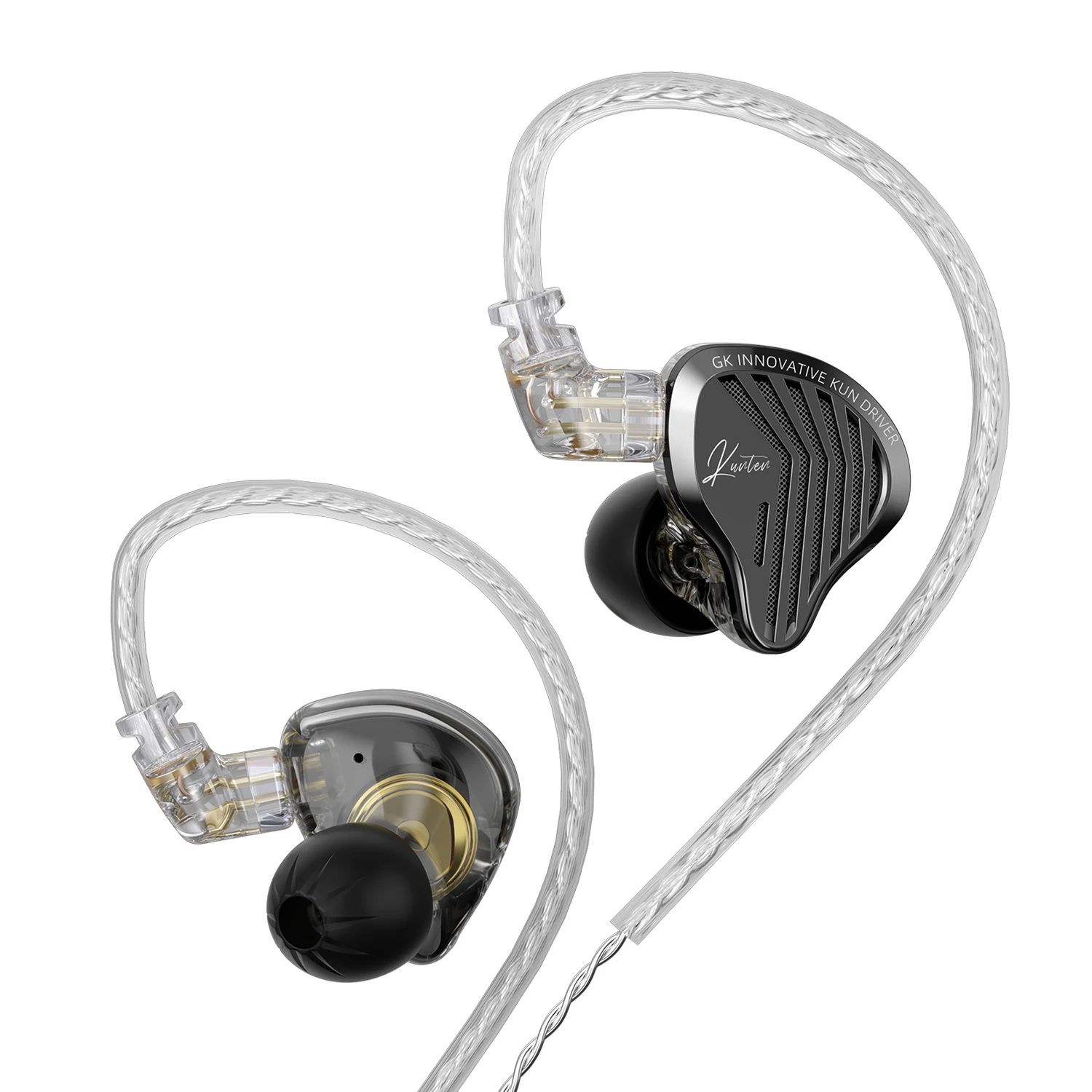 Fone de ouvido intra-auricular de metal GK KUNTEN HiFi com cabo removível de 2 pinos 3.5mm e microfone tipo C para música e jogos KZ