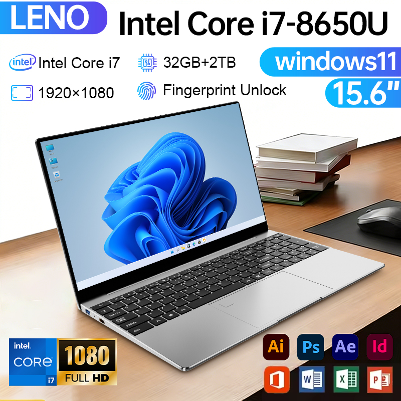 Ordinateur portable 15,6 pouces Intel Core i7-8650U Windows 11 Pro Office 32 Go de RAM 2 To SSD pour jeux 5000 mAh