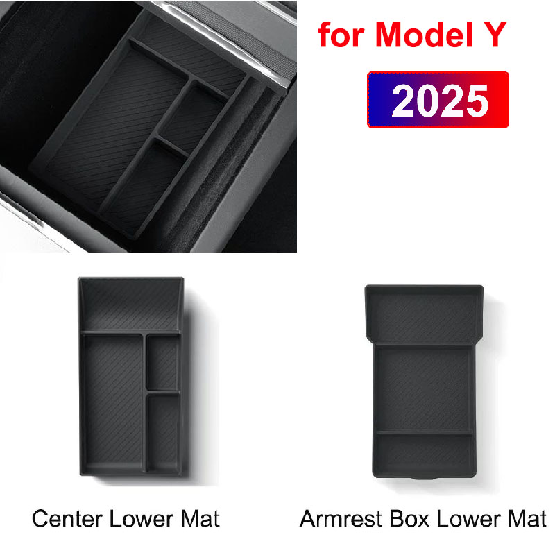 Accoudoir de Console centrale pour Tesla modèle Y Juniper 2025, boîte de rangement, rangement, tapis inférieur, organisateur de plateau, mon lancer