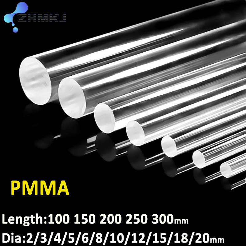 Przezroczysty akrylowy pleksi Solid Rod PMMA Okrągły pręt DIY Decor DIY Akcesoria Biżuteria Uchwyty Dostosowane narzędzia fotograficzne