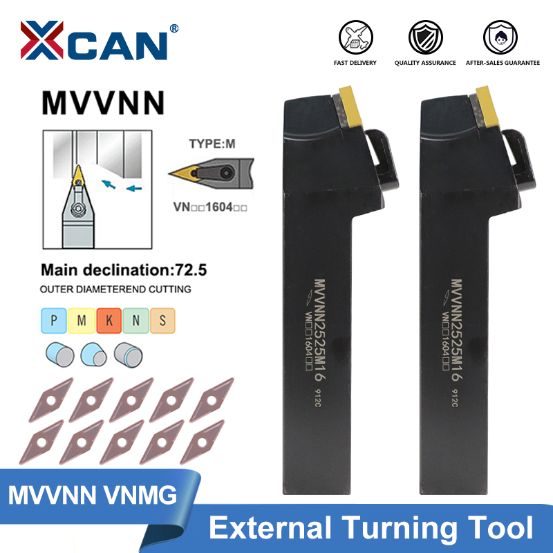 XCAN MVVNN pemegang alat pemutar eksternal, Insert CNC Lathe CNC bubut Bar 10 buah sisipan karbida VNMG