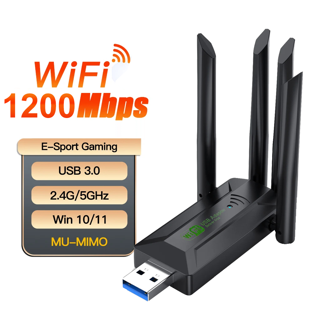 1200Mbps WiFi USB Adapter Network Card Dual Band 2.4G/5Ghz Wi-Fi Dongle 802.11AC 4 Antennas Wireless Receiver For PC Laptop
