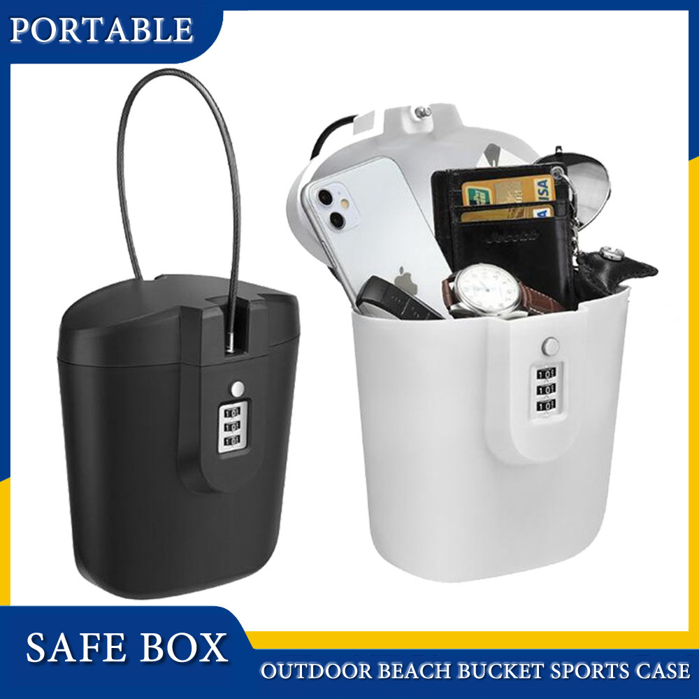 Kreative Tragbare Farbe Sicher Box 3-stellige Kombination Schloss Mit Stahl Draht Outdoor Camp Sport Strand Eimer Sicherheit Lagerung box