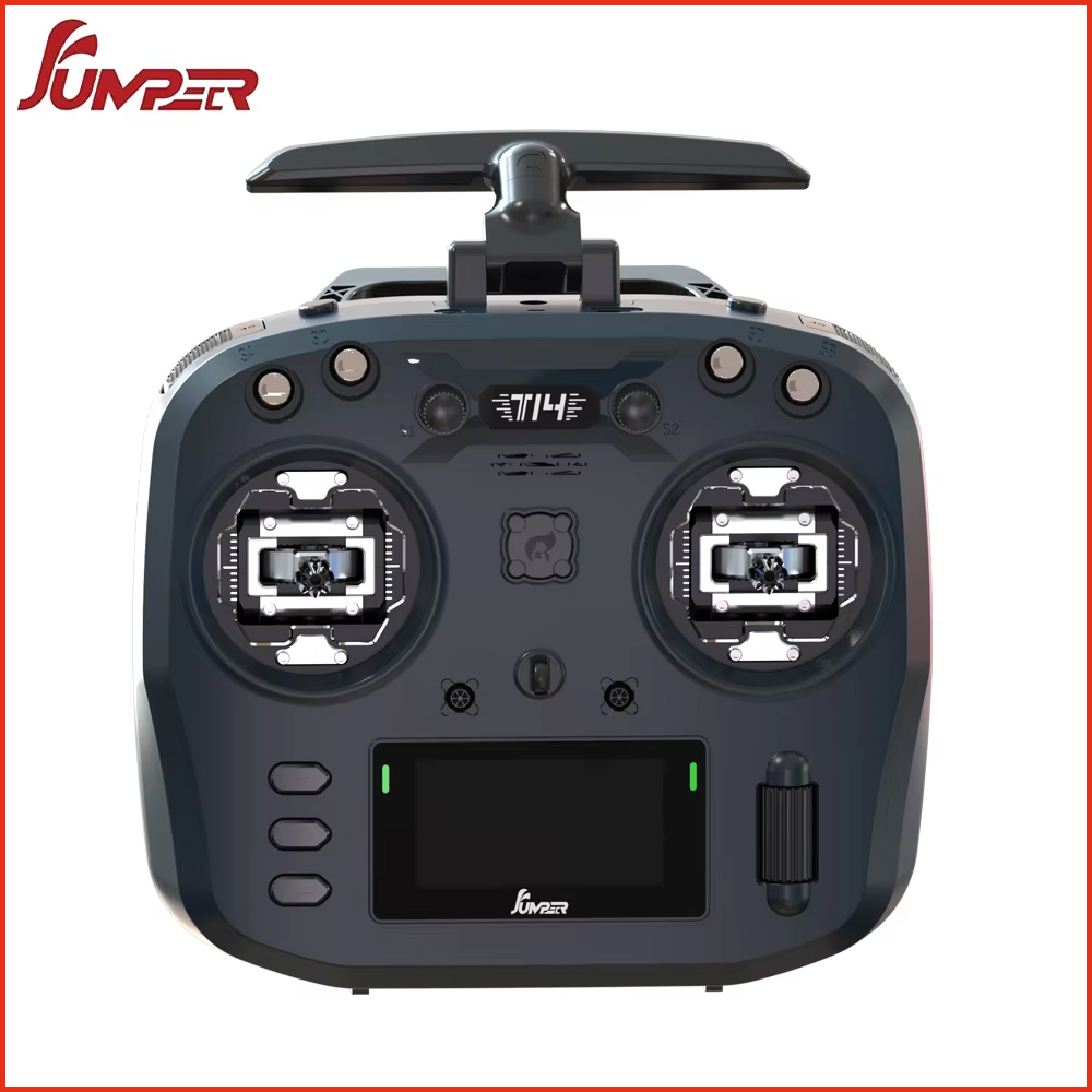 Radiocomando Jumper T14 2.4Ghz/915Mhz 1W ELRS con Gimbal a Sensore Hall CNC, Antenna Pieghevole Bidirezionale e Display OLED