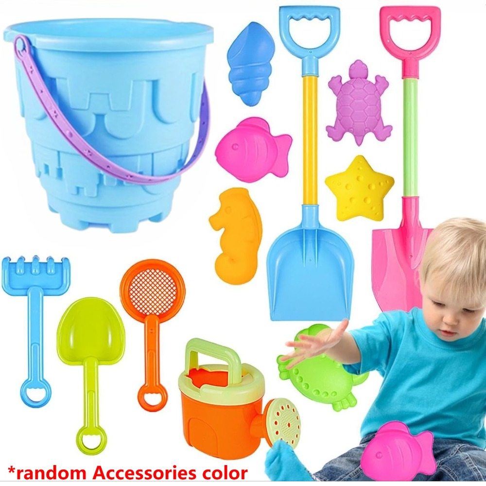 Strandspeelgoedset voor kinderen, peuters, meisjes, Sandcastle, zandemmer, schoppen, dierenzandvormen, reiszandspeelgoed voor strandsandbakspeelgoed