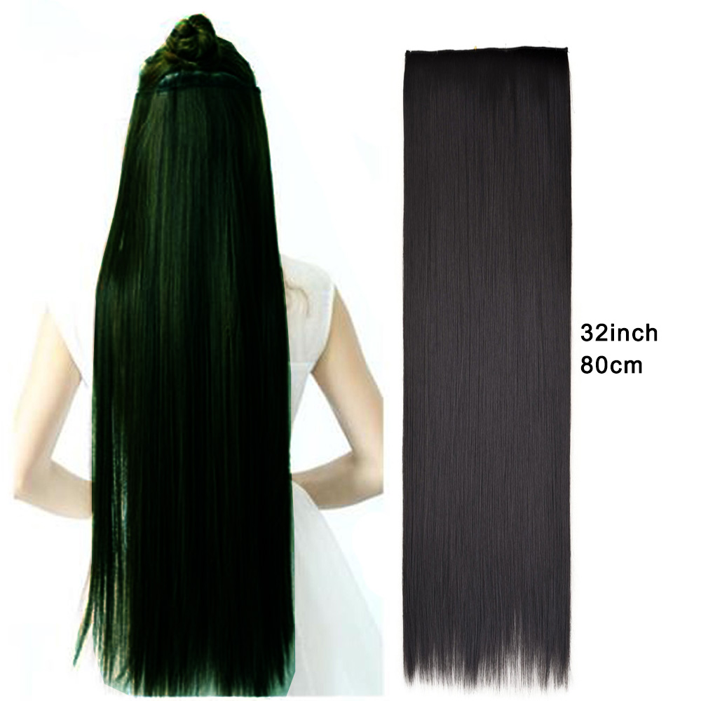 Zolin-クリップ付きの超ロングストレートヘアピース,ナチュラルヘアエクステンション,ブラウンとブラック,5クリップ,32インチ,80cm, 1個