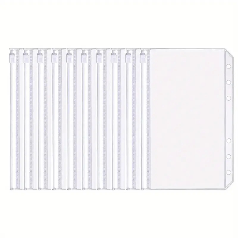 แฟ้มใสแบบซิป 6 รู สำหรับใส่สมุดโน้ตแบบ 6 ห่วง กันน้ำ ทำจาก PVC จำนวน 10 ชิ้น