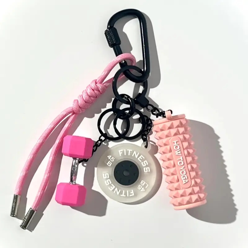 LLavero de Fitness para amantes del gimnasio, regalo para entusiastas del Fitness, llavero con mancuernas, bolsa de Fitness, dijes para mochila