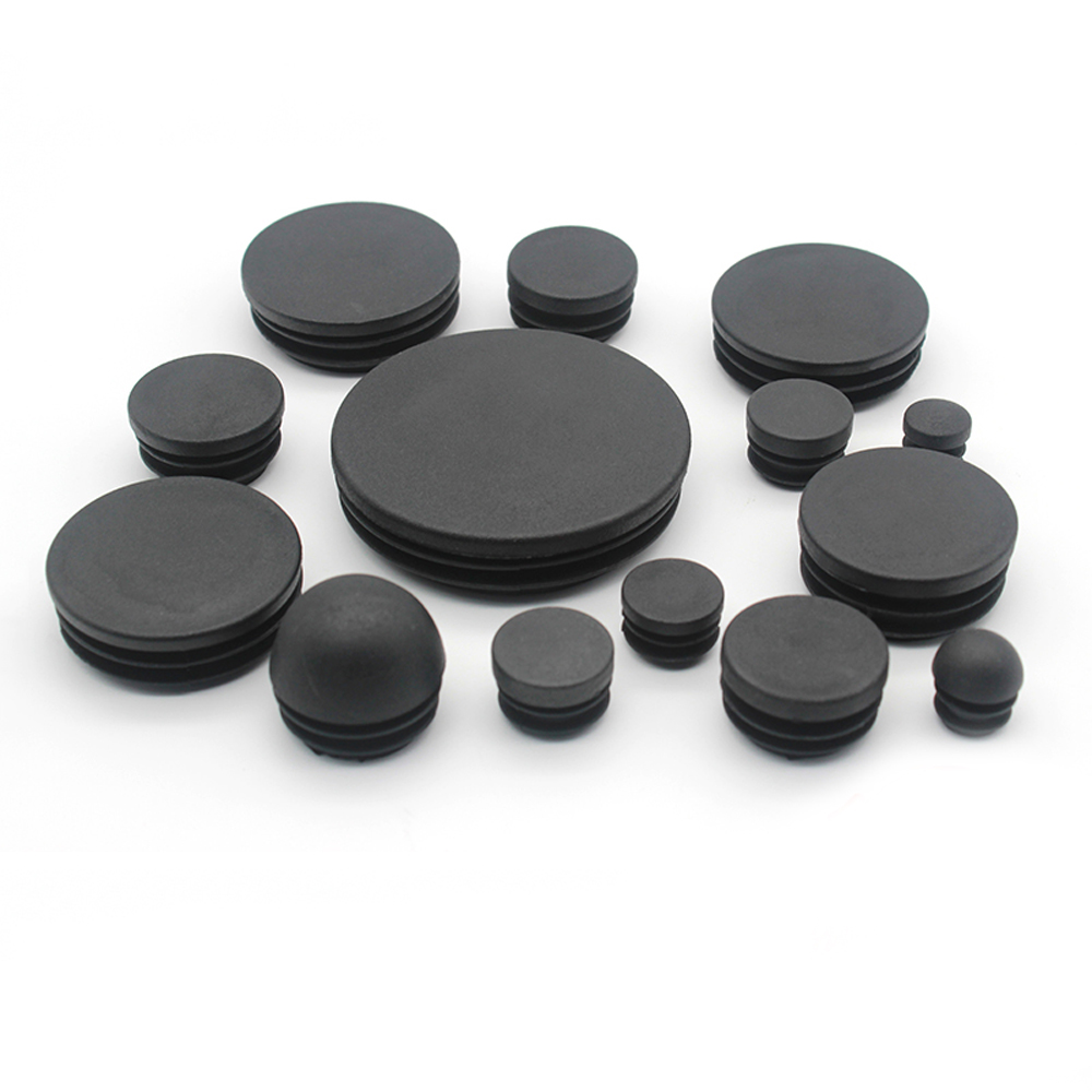 12mm-76mm redondo plástico preto tampa final móveis perna tubo inserções plug bung decorativo poeira capa buraco tampas