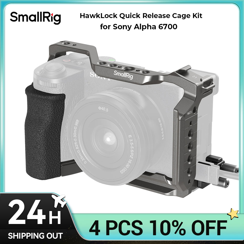 SmallRig A6700 Cage de caméra HawkLock Kit de Cage à dégagement rapide pour Sony Alpha 6700 avec serre-câble plaque arca-swiss pour DJI RS4 Pro