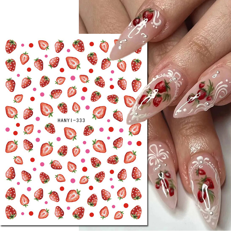 3d naklejki do paznokci letnie owoce truskawka wiśnia samoprzylepne suwaki naklejki na paznokcie manicure porady uroda
