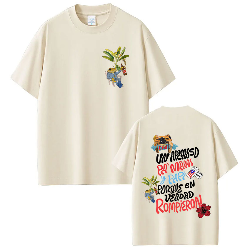 แร็ปเปอร์แบดบันนี่เสื้อยืดเดบี ติรา แมส โฟโตส์ ดีทีเอ็มเอฟ เวิลด์ทัวร์เสื้อผ้าผู้ชายเสื้อยืดแฟชั่นฮิปฮอปวินเทจเสื้อยืดสตรีทแวร์