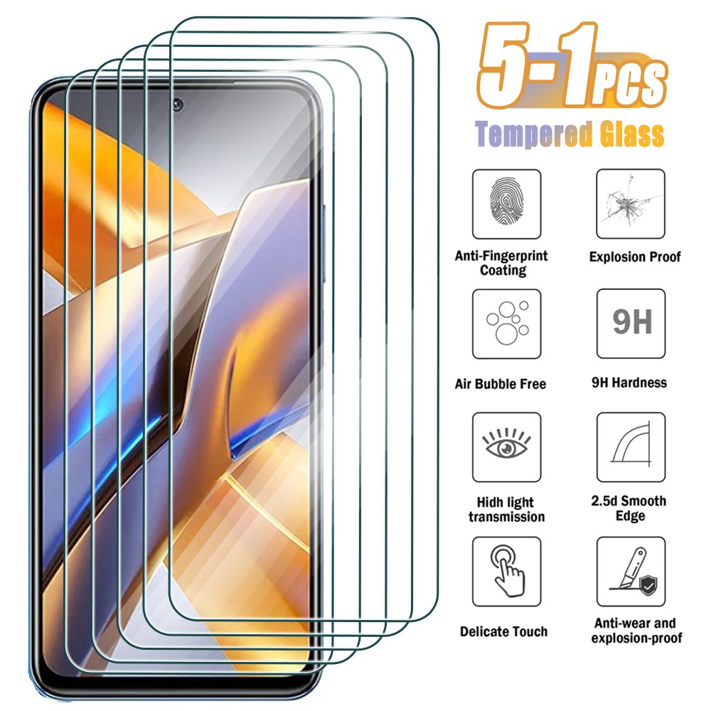 5-1 Uds vidrio templado para Xiaomi Poco M6 M5 M4 M3 M2 Pro 5G 4G Protector de pantalla para Xiaomi Poco M5s