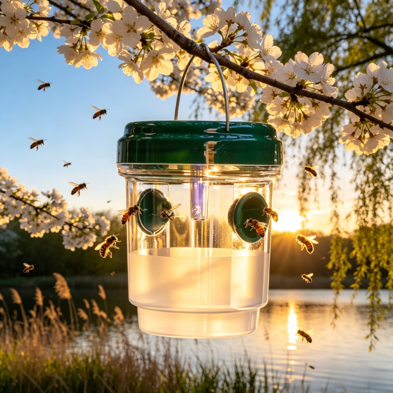 Transparente Kunststoff-Insektenfalle für Draußen mit Deckel Obstfliegen- und Wespenfänger Durchsichtiges Wiederverwendbares Schädlingsbekämpfungswerkzeug für Haus, Garten und Hof