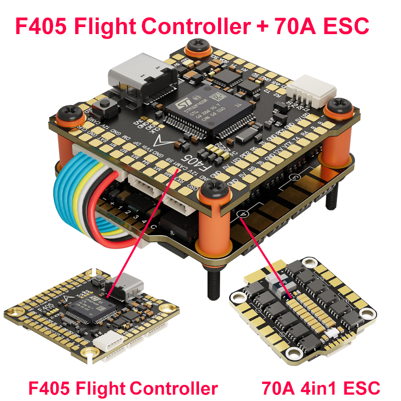 F405 F405HD / F7 F722 Flight Controller / F4 V3S Plus FC + 60A 4-in-1 BLheli_S ESC Stacks 30,5*30,5mm voor RC FPV Racer Drone