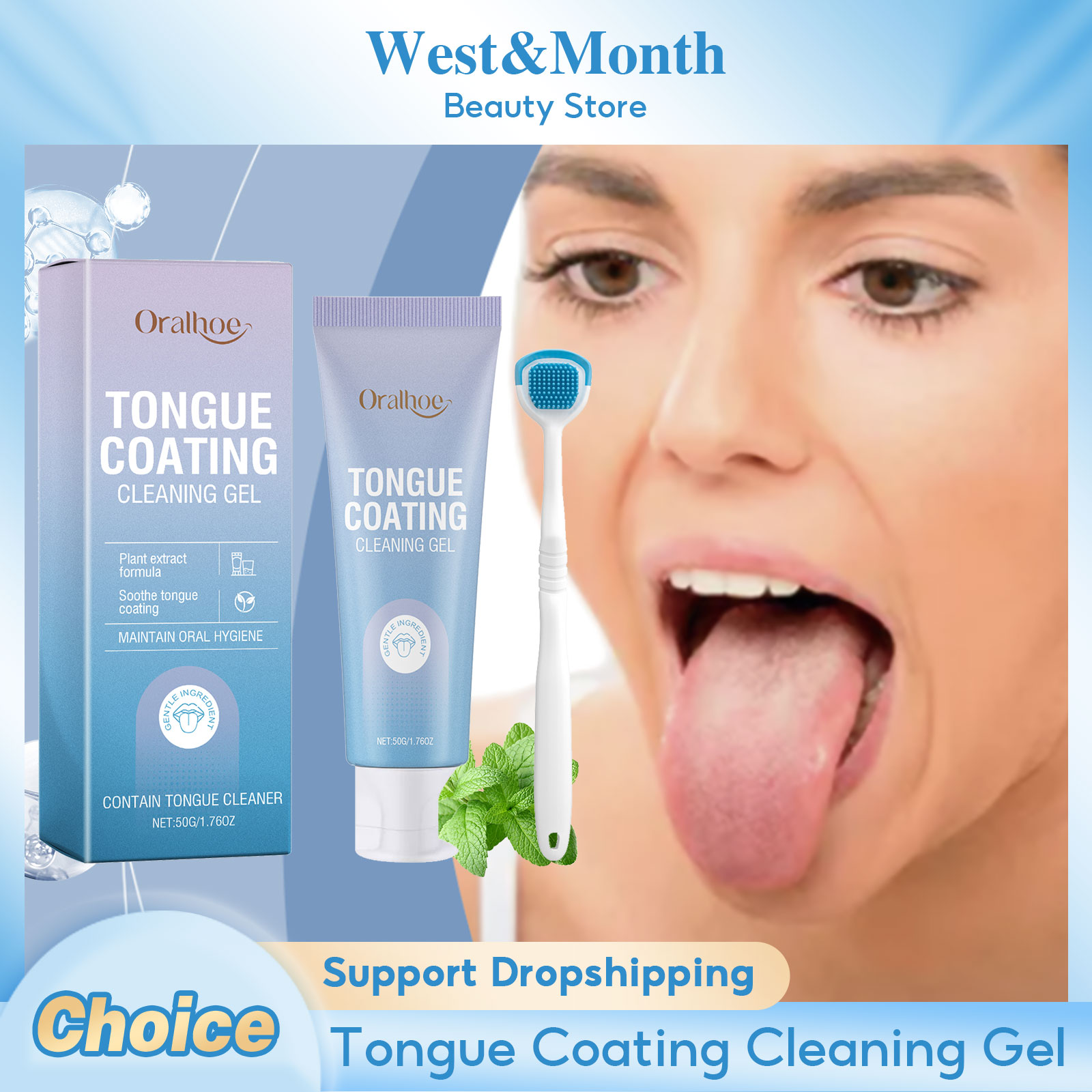 Tongue Coating Cleaning Gel Kit Deep Fresh Bad Breath Remover Whitening Mouth Odor Eliminator Paste Oral Hygiene Care Products