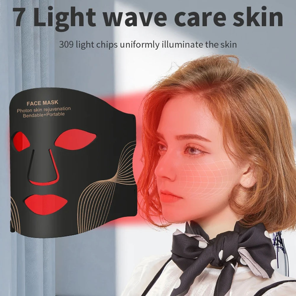 7 Color Photon Silicone Face LED Mask with Neck Whitening Skin Blemish Firming Skin Deep Repair Remove Wrinkles Beauty Mask