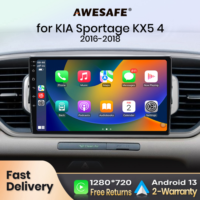 AWESAFE-autorradio PX9 para KIA Sportage KX5 4 2016-2017, Reproductor Multimedia Inalámbrico con pantalla Carplay, Android, estéreo, GPS, Navi, FM