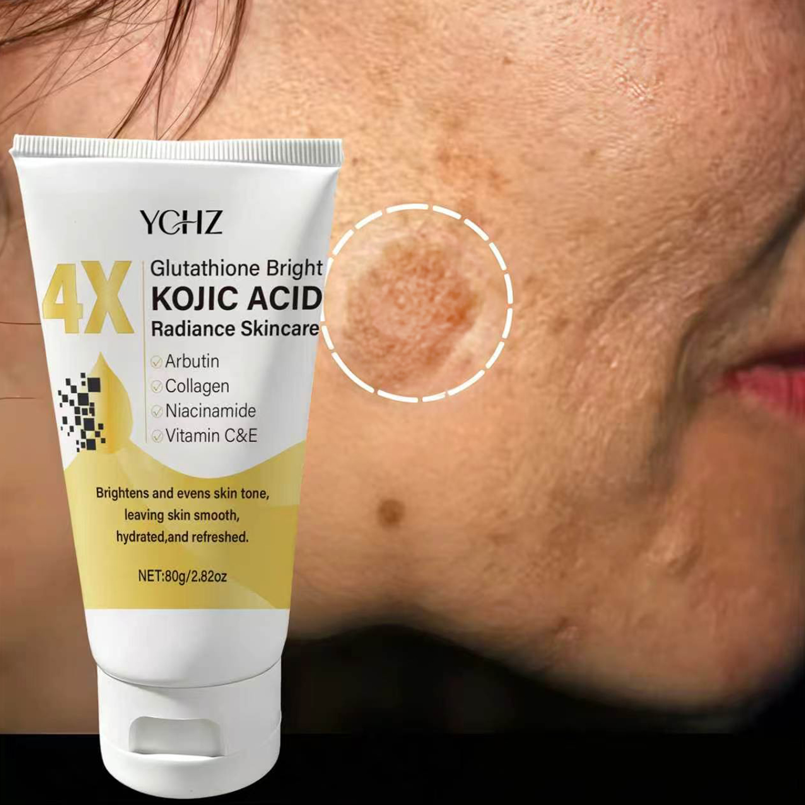 ครีมบำรุงผิวหน้าโคจิก แอซิด 80 กรัม ปรับสีผิวให้สม่ำเสมอ ลดจุดด่างดำและความหมองคล้ำ - ไม่เหนียวเหนอะหนะ เหมาะสำหรับทั้งชายและหญิง - ครีมไวท์เทนนิ่งและให้ความชุ่มชื้น สำหรับใช้ทั้งกลางวันและกลางคืน